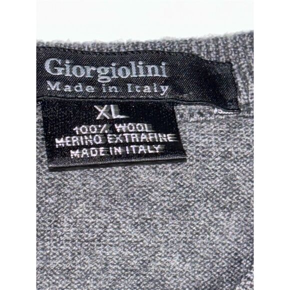 Giorgio Lino Gray Merino Wool V-Neck Pullover Sweater Long Sleeve - Picture 3 of 3
